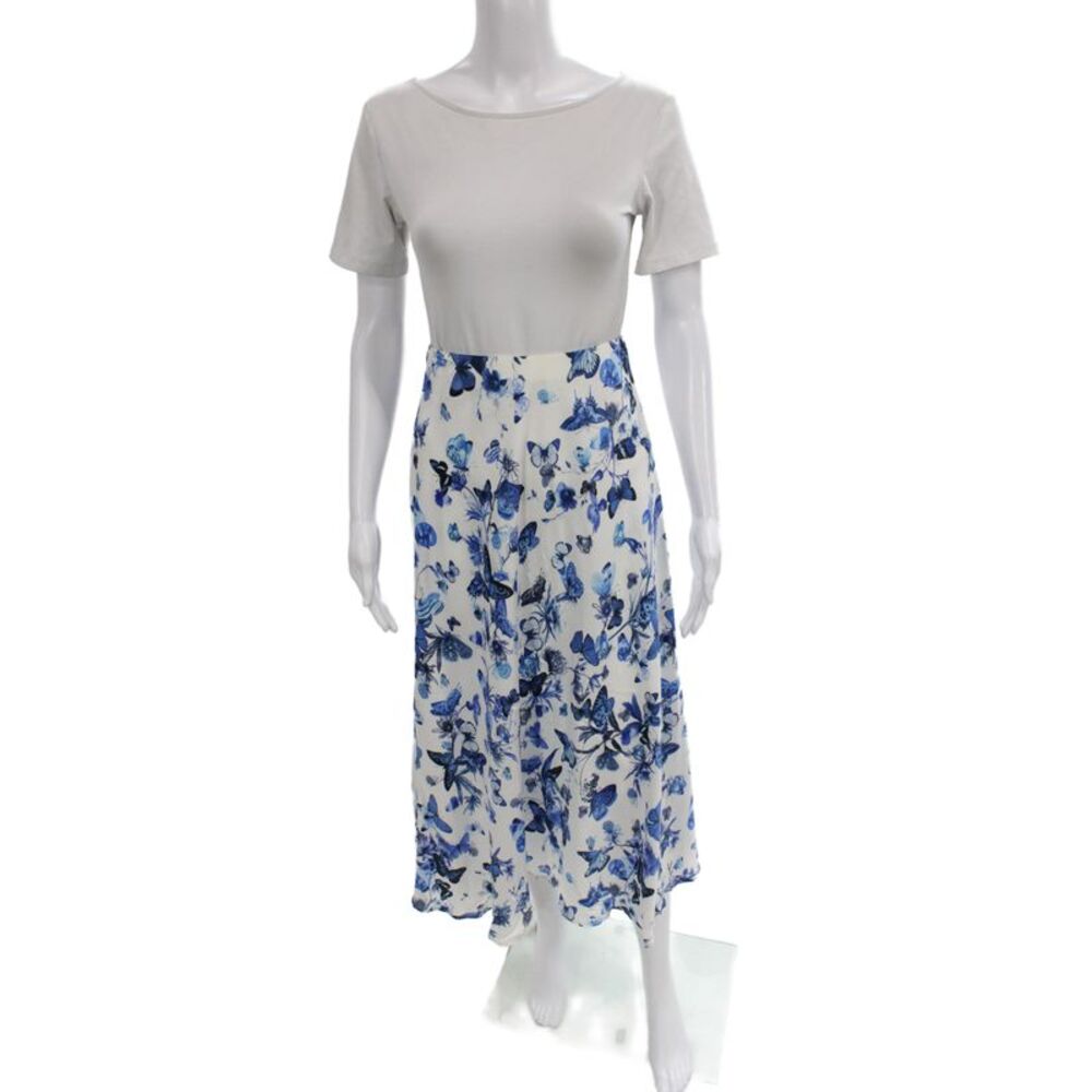 L'Agence Womens Blue Floral A-Line Midi Skirt Size XS